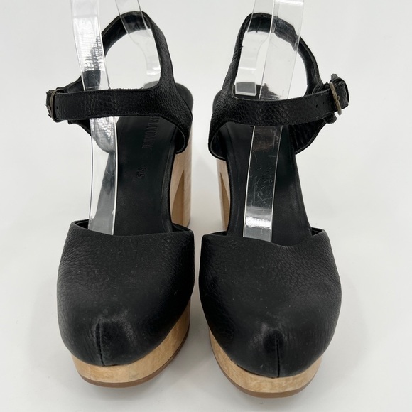 Rachel Comey Dekalb Clog Chunky high heel closed-toe wood platform leather shoe - Picture 2 of 7